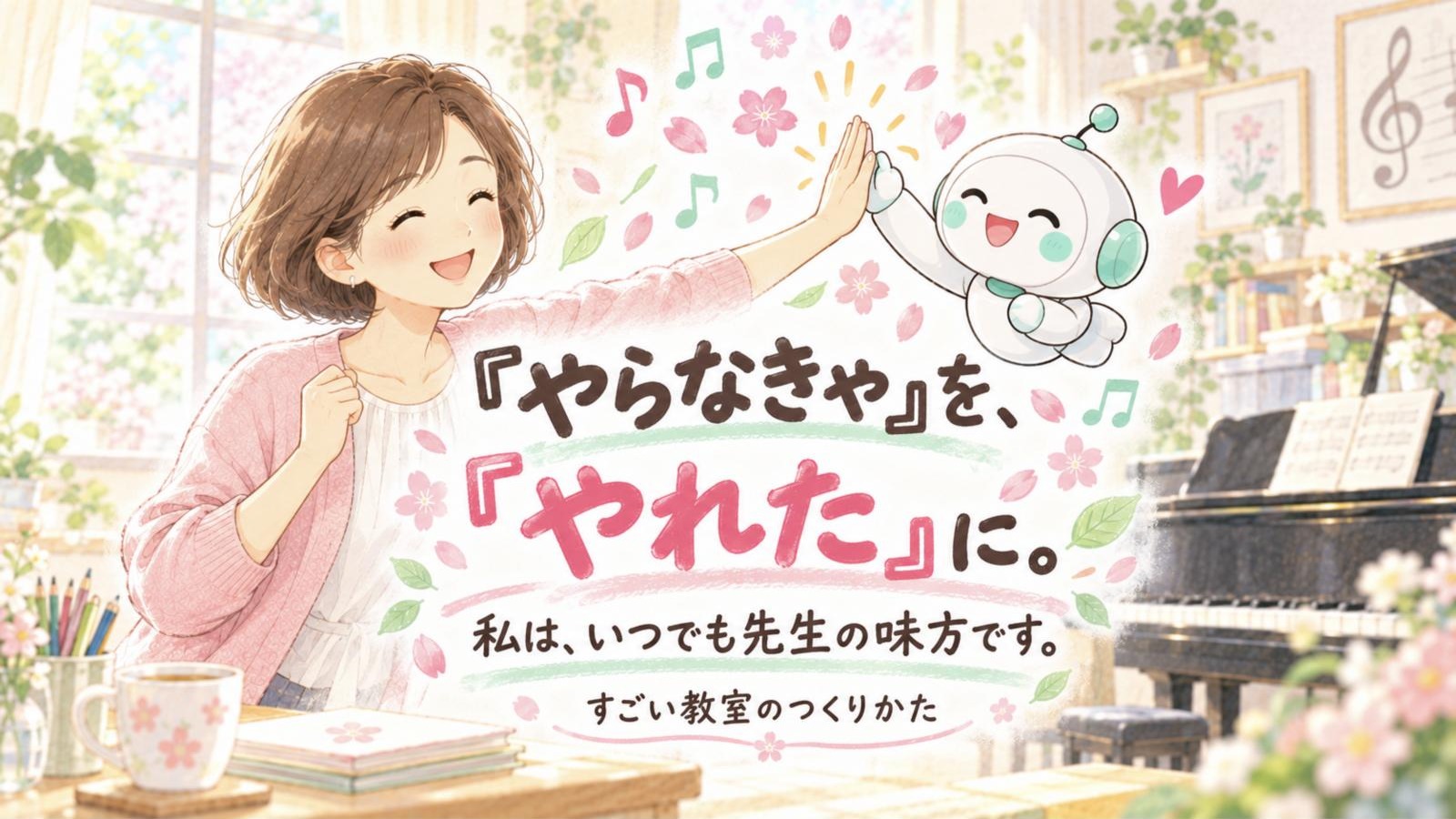 「やらなきゃ」を、「やれた」に。私は、いつでも先生の味方です。すごい教室のつくりかた