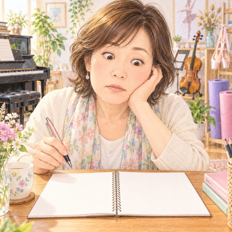 ノートを前に悩む先生