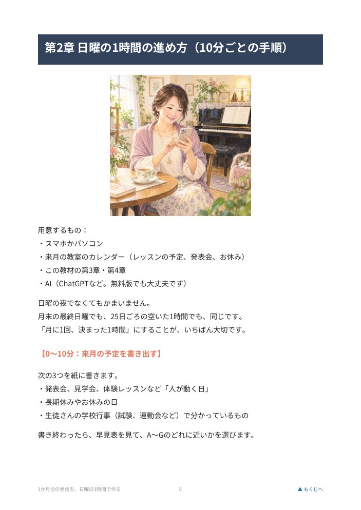 日曜の1時間の進め方のページ