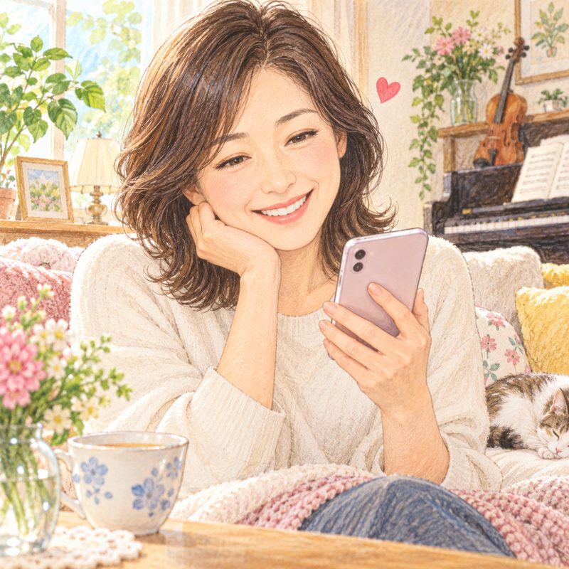 スマホで予約投稿をして、ほほえむ先生