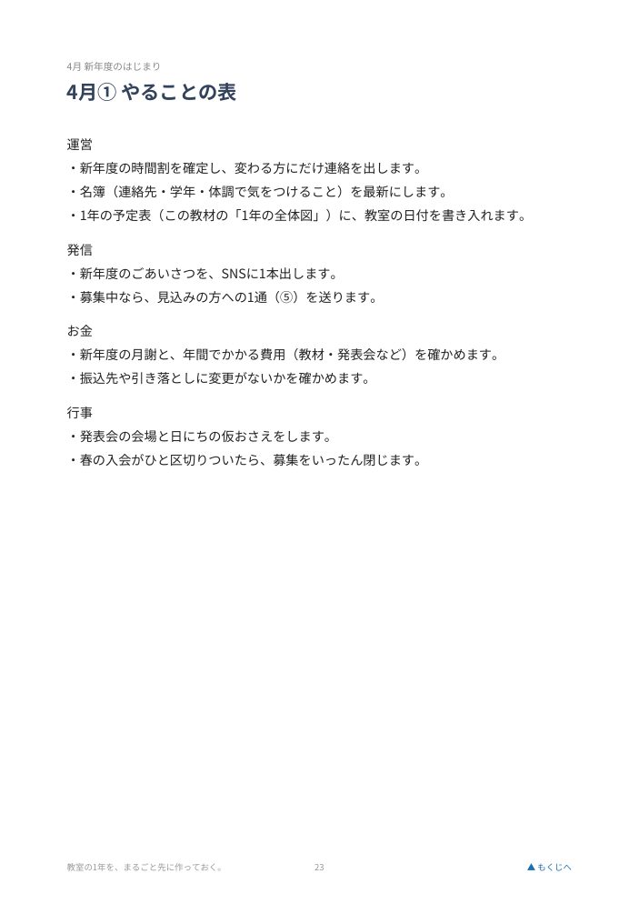 4月のやることの表のページ
