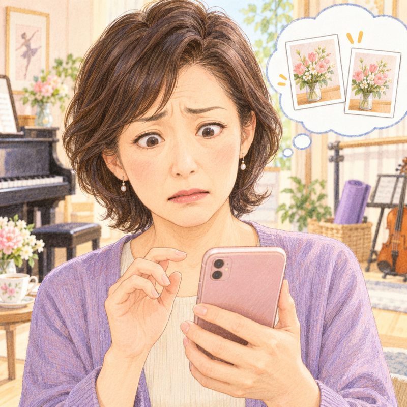 スマホを前に迷う先生