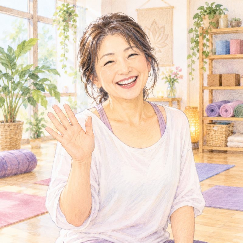 手を振ってほほえむ先生